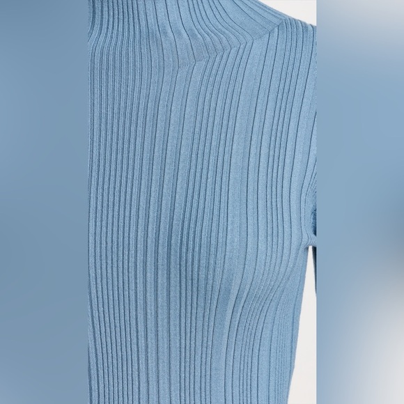 New! Veronica Beard Vinny Ribbed Knit Mock Neck Top Oxford Blue 🩵 X-Large - Picture 10 of 14
